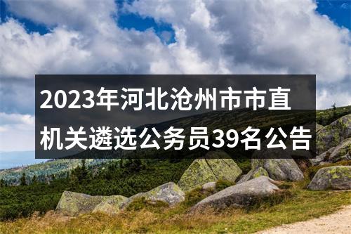 2023年河北沧州市市直机关遴选公务员39名公告 图片